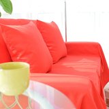 纯棉布艺沙发垫单三人沙发罩沙发巾鲜红色万能沙发套全盖纯色包邮