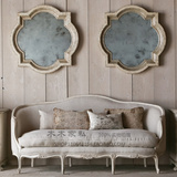 出口法国实木家具 法式美式欧式实木复古三人布艺沙发 古董长椅