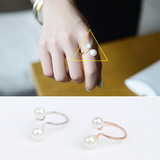 韩国官网时尚OL白领必备饰品 925纯银戒指女 大小珍珠玫瑰金指环