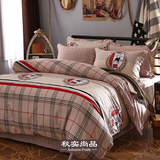 美式男孩床上用品四件套全棉被套床单1.5米1.8英伦简约儿童被单