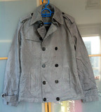 外贸秋冬季男装男士日韩版修身潮夹克小格子男士外套双排扣夹克