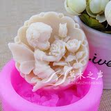 DIY手工皂模具 圆形玫瑰天使 软硅胶模具香皂蜡烛肥皂 烘焙模具