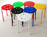 促销包邮实木宜家塑料小圆八孔凳子时尚折叠凳椅子快餐凳家用套凳