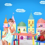童话城堡墙贴画 教室布置 儿童房墙贴幼儿园背景装饰 可移除包邮