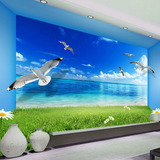 3d立体唯美海景大型壁画客厅卧室墙布纸无缝沙发电视背景墙纸壁纸