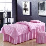 纯色全棉高档美容美体按摩熏蒸床罩床单四件套专业定做粉色批发