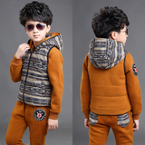 儿童冬季马甲卫衣三件套 韩版童装男女童加厚保暖中大童3-10岁潮