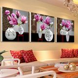 圣蓝诺 冰晶玻璃装饰画卧室无框水晶画客厅壁画餐厅三联画花瓶