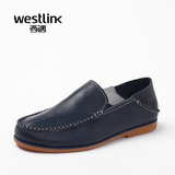 Westlink西遇男鞋2016夏季新款英伦男士休闲两穿套脚懒人皮鞋拖鞋