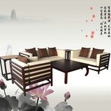 新中式家具布艺沙发组合茶楼卡座影楼沙发酒店大堂沙发椅实木现货