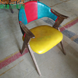 设计师椅实木餐椅北欧 拼花拼色主题个性咖啡餐椅创意时尚餐椅子