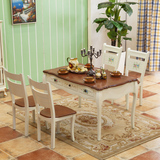 象牙白田园地中海美式一桌四椅六椅餐桌椅实木餐桌组合白色