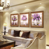 一品梵高原创风景油画山水现代欧式玄关客厅沙发墙三联半手绘油画