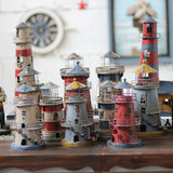 美式地中海乡村复古铁皮灯塔做旧摆件家居酒吧个性装饰品创意摆设