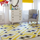 胜旗加密客厅茶几格子地毯欧式地中海风格样板房卧室床边地毯定制