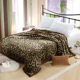 豹纹毛毯双层加厚拉舍尔单人冬季毯子1.5米盖毯保暖床单150x200cm