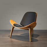 促销Wegner Shell Chair北欧简约单人沙发椅 时尚创意休闲实木椅