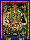 大幅佛教挂画西藏唐卡绿度母菩萨Z38 印花纯埃及棉线十字绣佛堂画