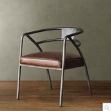 创意美式实木餐椅复古做旧躺椅铁艺餐椅仿古办公椅电脑椅家用凳子