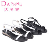 Daphne/达芙妮2016夏季专柜新品简约低跟平底 鞋柜甜休闲美女凉鞋