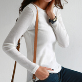 2016秋装新款韩版女装上衣白色打底衫长袖女t恤韩国修身针织体恤