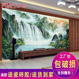 瓷砖背景墙大型山水风景壁画中式3d客厅沙发室外墙砖画风水聚宝盆