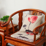 坐垫套中式餐椅垫红木椅子太师椅坐垫荷花亚麻加厚中国风古典家具