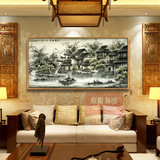 客厅装饰画餐厅酒楼有框画壁画沙发背景墙画江南水乡中式水墨风景