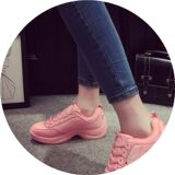 春季新款韩版女鞋骚粉色纯色小白鞋原宿鞋休闲运动鞋学生跑步鞋潮