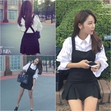 Sunny33小超人林珊珊同款韩国百搭背带裙连衣裙超可爱黑色裙子