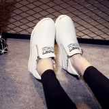 2016春季韩版新款纯色运动鞋双侧拉链厚底内增高学生单鞋女鞋潮流
