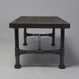 loft实木铁艺水管餐桌复古工业风办公桌椅创意水管桌子洽谈会议桌