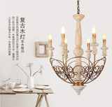 创意北欧木制蜡烛吊灯法式田园风格卧室客厅复古灯具时尚餐厅吧台