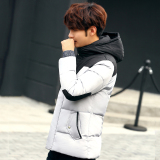 2016韩版中长款修身冬季男款羽绒服青年 男士加厚白鸭绒连帽外套