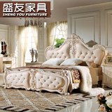 双人1.8米欧式床法式床真皮婚床象牙白雕花床铺卧室家具特价包邮
