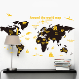 可移除书房卧室客厅建筑世界地图办公室教育文化公司墙贴纸贴画