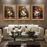 美坊欧式古典写实花卉油画花开富贵手绘客厅餐厅卧室三联挂画装饰