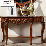 欧式实木玄关桌1.3米美式复古背几中式进门半圆桌靠墙小装饰台案