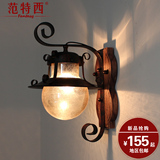 范特西 欧式美式实木床头壁灯镜前灯卧室书房客厅壁灯简约走廊灯