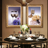 文德画廊美式欧式餐厅装饰画现代饭厅两联挂画有框画酒瓶酒店壁画