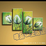 海外代购 现代装饰画挂壁壁饰 当代抽象绿色花卉油画艺术作品