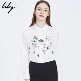 Lily2016春装新款专柜正品通勤太空印花全棉舒适衬衫116110C4115