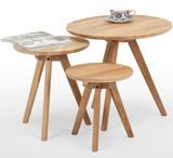小户型个性创意茶几圆桌边角桌北欧圆形阳台小茶几组合实木可移动
