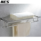 KES 304不锈钢浴巾架毛巾架 浴室卫生间壁挂置物架带双吊杆 挂件