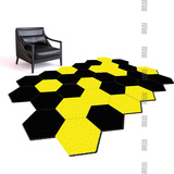 北京大旺地毯城 6G创意黑黄6边格子纯手工工艺客厅卧室书房地毯潮