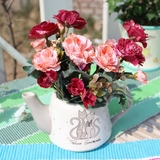 超值特价 外贸陶瓷手绘釉下彩咖啡壶形状花插小花瓶小花盆