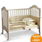 爱斯博儿婴儿床 白色进口松木游戏床实木婴儿床环保婴儿床儿童床