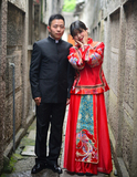 2016新款红装长袖秀禾服婚服龙凤褂孕妇复古中式新娘礼服结婚旗袍