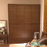 现代新中式实木四门衣柜 卧室家具 胡桃木色 大容量1.7米简约实用