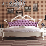 乔克斯欧式实木床脚奢华法式单人床 简约1.5米紫色绒布烤漆公主床